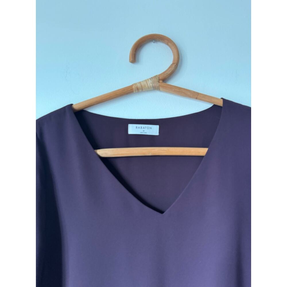 BABATON Aritzia Murphy V-Neck Long Sleeve Crop Blouse in Noble Burgundy M $80 - Picture 9 of 10